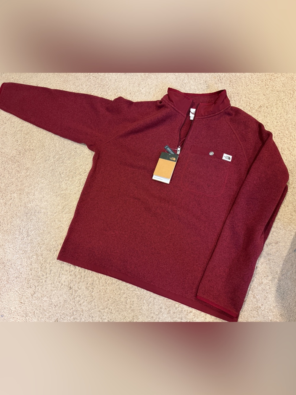 The North Face Men's Quarter-Zip Fleece Pullover - Burgundy